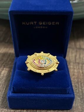 Kurt Geiger Rainbow Crystal Evil Eye Cocktail Ring